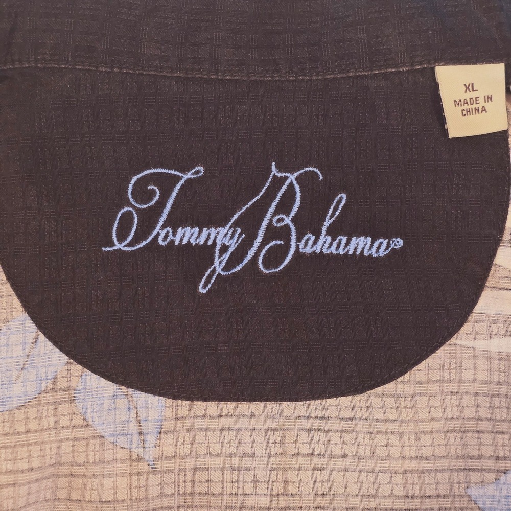 Tommy Bahama Silk Hawaiian Shirt Mens XL Black Blue Tropical Palm Leaf RN 86549 - Picture 5 of 10